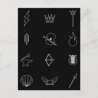 Symbols of 12 Gods & Goddesses of Greek Mythology Postcard