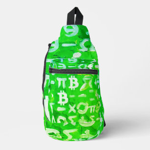Symbols of Bitcoin (Bright Profit Green - 3) Sling Bag