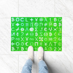 Symbols of Bitcoin (Bright Profit Green - 4) Doormat