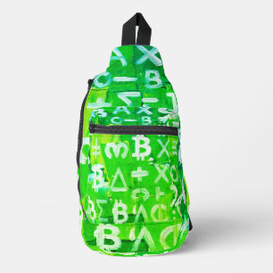 Symbols of Bitcoin (Bright Profit Green - 6) Sling Bag