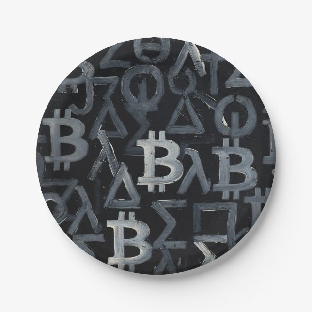 Symbols of Bitcoin (Style: 12) Paper Plate (Front)