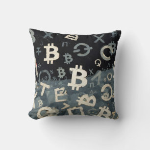 Symbols of Bitcoin (Style: D) Throw Pillow