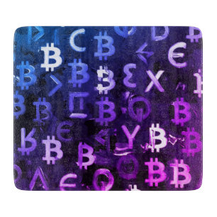 Symbols of Bitcoin (Style: Miami Purple - 7) Cutting Board