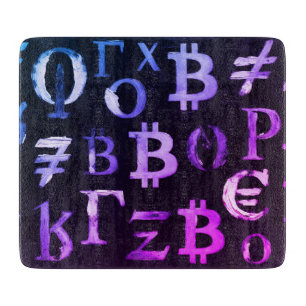 Symbols of Bitcoin (Style: Miami Purple - 8) Cutting Board