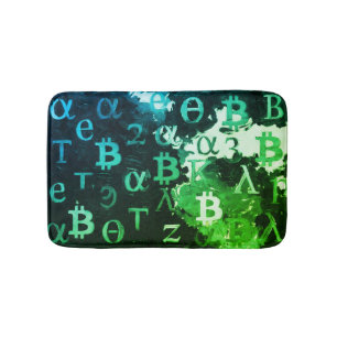 Symbols of Bitcoin (Style: Profit Green - 11) Bath Mat