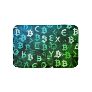 Symbols of Bitcoin (Style: Profit Green - 7) Bath Mat