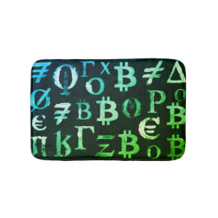 Symbols of Bitcoin (Style: Profit Green - 8) Bath Mat