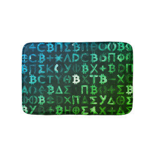 Symbols of Bitcoin (Style: Profit Green - 9) Bath Mat