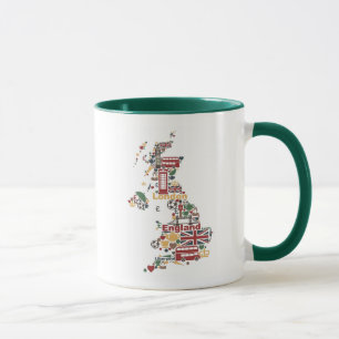 Symbols of England Map Mug