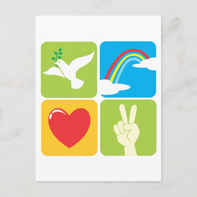 Symbols of Faith Hope Love and Peace Postcard (Front)