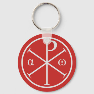 Symbols of Jesus Christ: Chi-Rho, Alpha and Omega Keychain