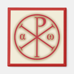 Symbols of Jesus Christ: Chi-Rho, Alpha and Omega Magnet