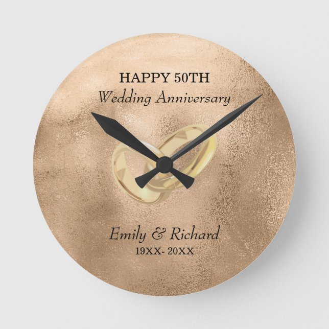 Symbols of Love And Marriage With Rings Round Clock (Front)