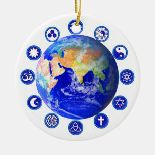 Symbols of peace, unity and religion ceramic ornament