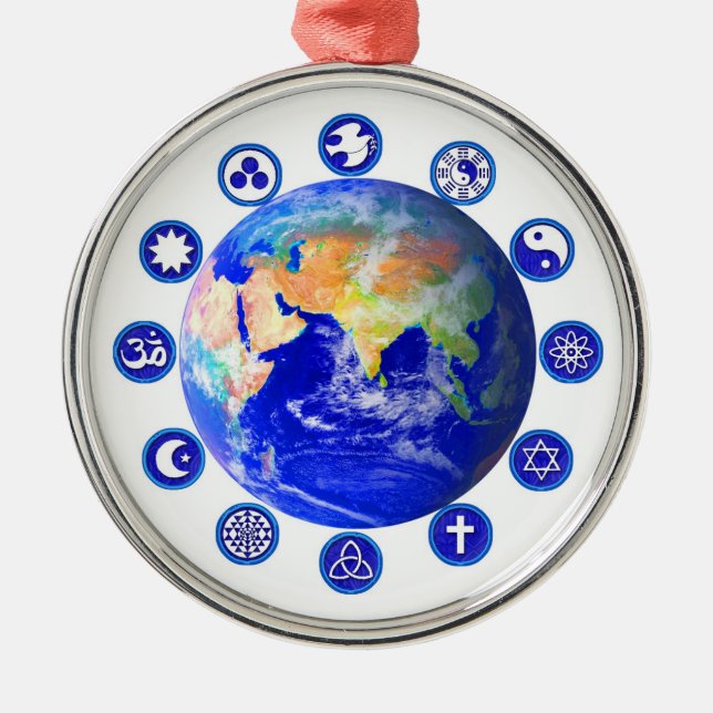 Symbols of peace, unity and religion metal ornament (Front)