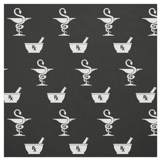 Symbols of Pharmacy Black Fabric (Swatch)