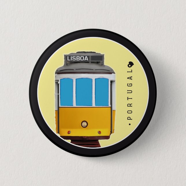 Symbols of Portugal - Lisbon Tramway 2 Inch Round Button (Front)