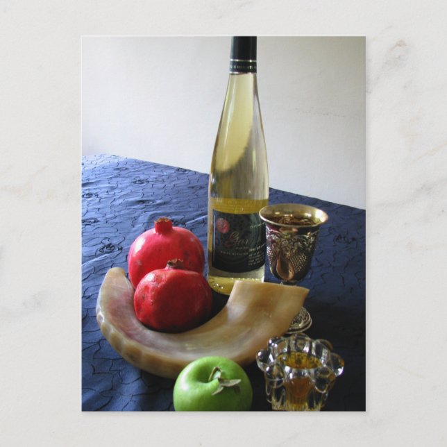Symbols of Rosh Hashanah Holiday Postcard (Front)