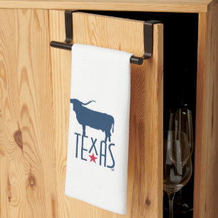 Symbols of Texas, Longhorn, navy Kitchen Towel