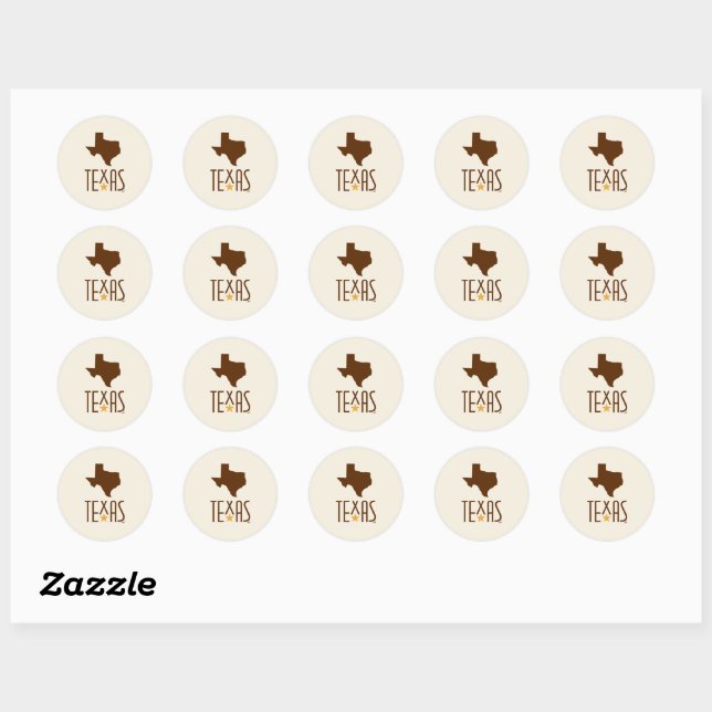 Symbols of Texas, State of Texas, brown Classic Round Sticker (Sheet)