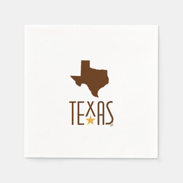 Symbols of Texas, State of Texas, brown Napkin (Front)