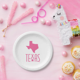 Symbols of Texas, state of Texas, pink Paper Plate