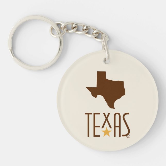 Symbols of Texas, Texas, brown Keychain (Front)