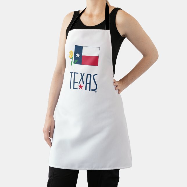 Symbols of Texas, Texas Flag and Yellow Rose Glass Apron (Insitu)