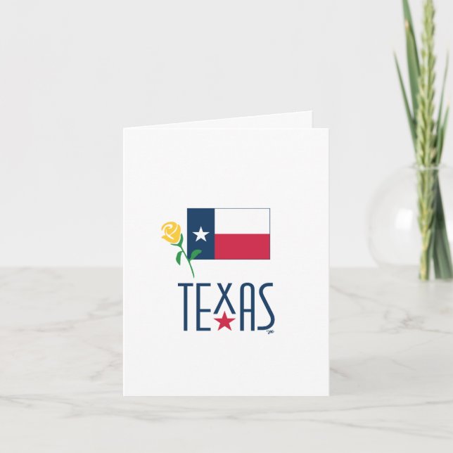 Symbols of Texas, Texas Flag and Yellow Rose Note Card (Front)