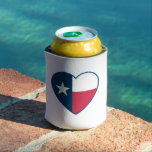 Symbols of Texas, Texas Flag, Heart Can Cooler<br><div class="desc">This art is part of my design series,  “Symbols of Texas”,  perfect for those who love Texas!

Personalize the back and bottom with a name,  date or event for a special gift or remove the text for an all occasion gift.</div>