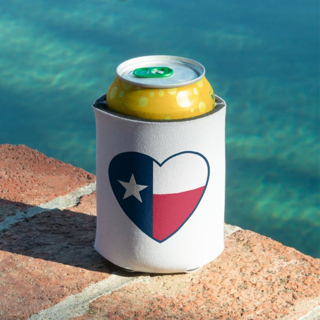 Symbols of Texas, Texas Flag, Heart Can Cooler (In Situ Pool)