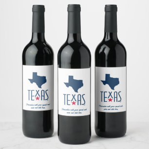 Symbols of Texas, Texas, navy blue Wine Label