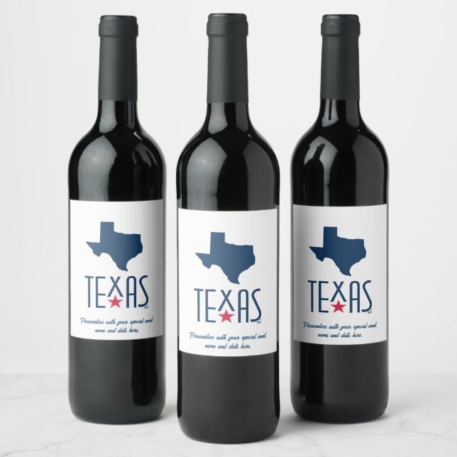 Symbols of Texas, Texas, navy blue Wine Label (Bottles)