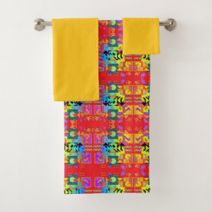 Symbols + Punctuation Red And Yellow Bath Towel Set