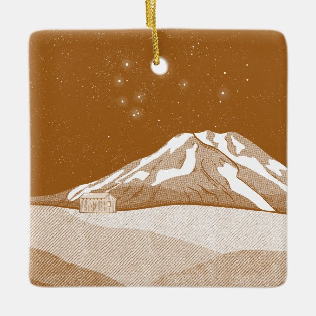 Syme Hut Mount Taranaki Ceramic Ornament (Front)
