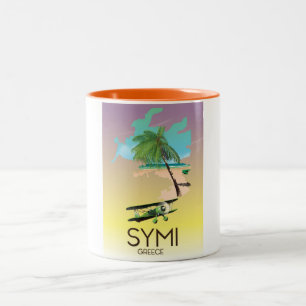 Symi Greece travel poster Two-Tone Coffee Mug