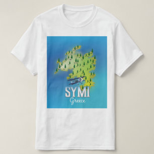 Symi Island Map Greece travel poster. T-Shirt