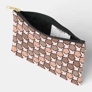 Symmetric Brown Pentagons with Dashed Borders Accessory Pouch
