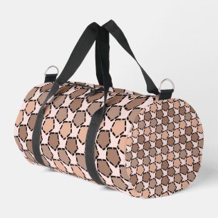 Symmetric Brown Pentagons with Dashed Borders Duffle Bag