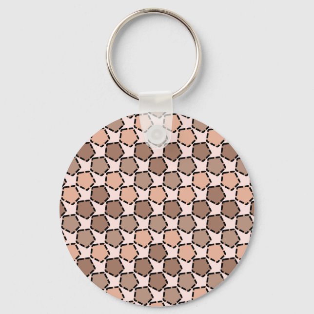 Symmetric Brown Pentagons with Dashed Borders Keychain (Front)