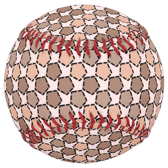 Symmetric Brown Pentagons with Dashed Borders Softball (Front)