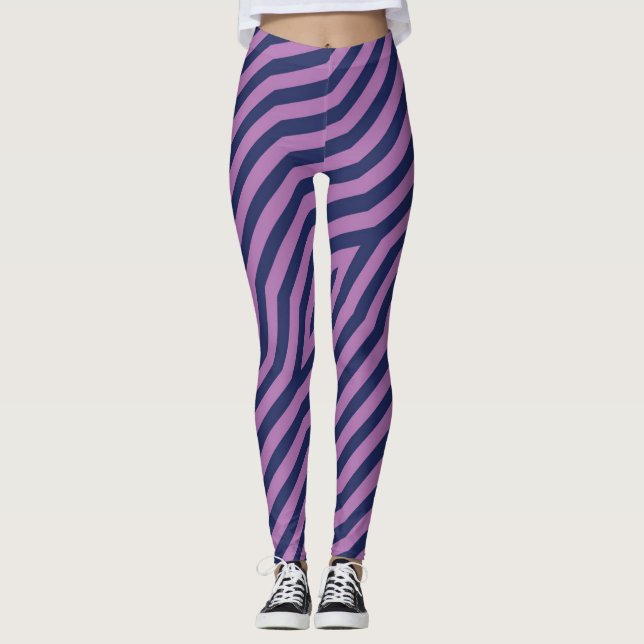 Symmetric diagonal stripes background 11 leggings (Front)
