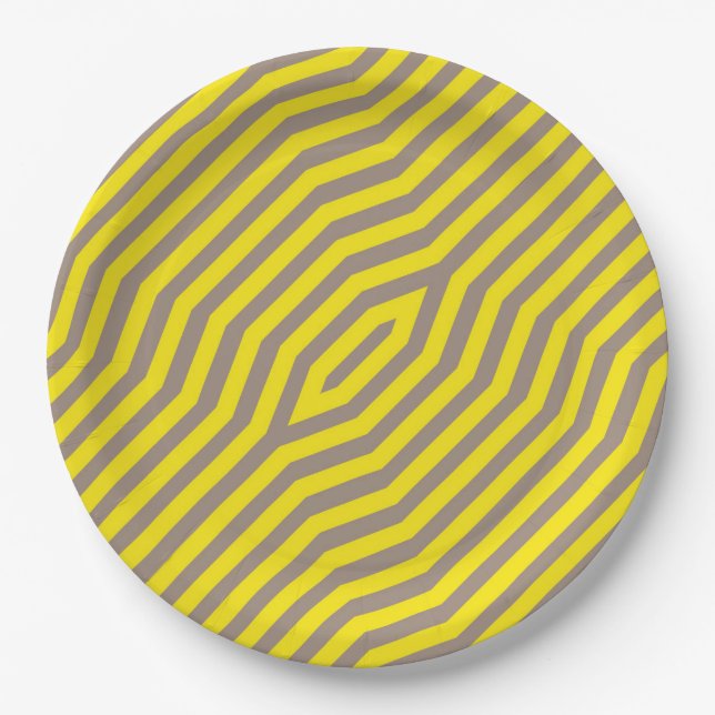 Symmetric diagonal stripes background 14 paper plate (Front)