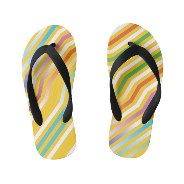 Symmetric diagonal stripes background 3 kid's flip flops (Footbed)
