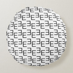 Symmetric E Monogram T-Shirt, Minimalist Geometric Round Pillow