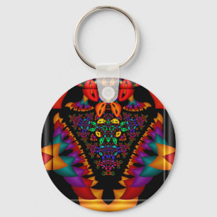 Symmetric fractal image in 3d glass frame keychain