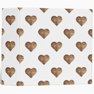 Symmetric Large Rustic Brown Wooden Hearts Binder