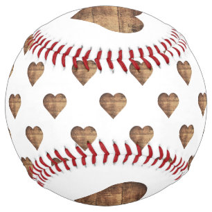 Symmetric Large Rustic Brown Wooden Hearts Softball