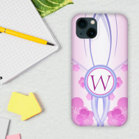 Symmetric pink cherry blossoms custom monogram