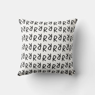 Symmetric R Line Art T-Shirt, Minimalist Doodle Ab Throw Pillow
